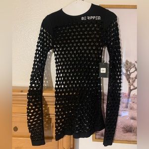 Black mesh workout top